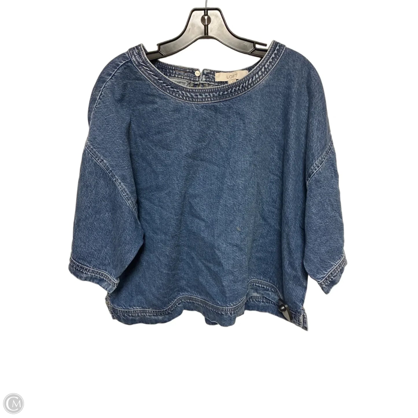 Top Short Sleeve By Loft In Blue Denim, Size: Xxl