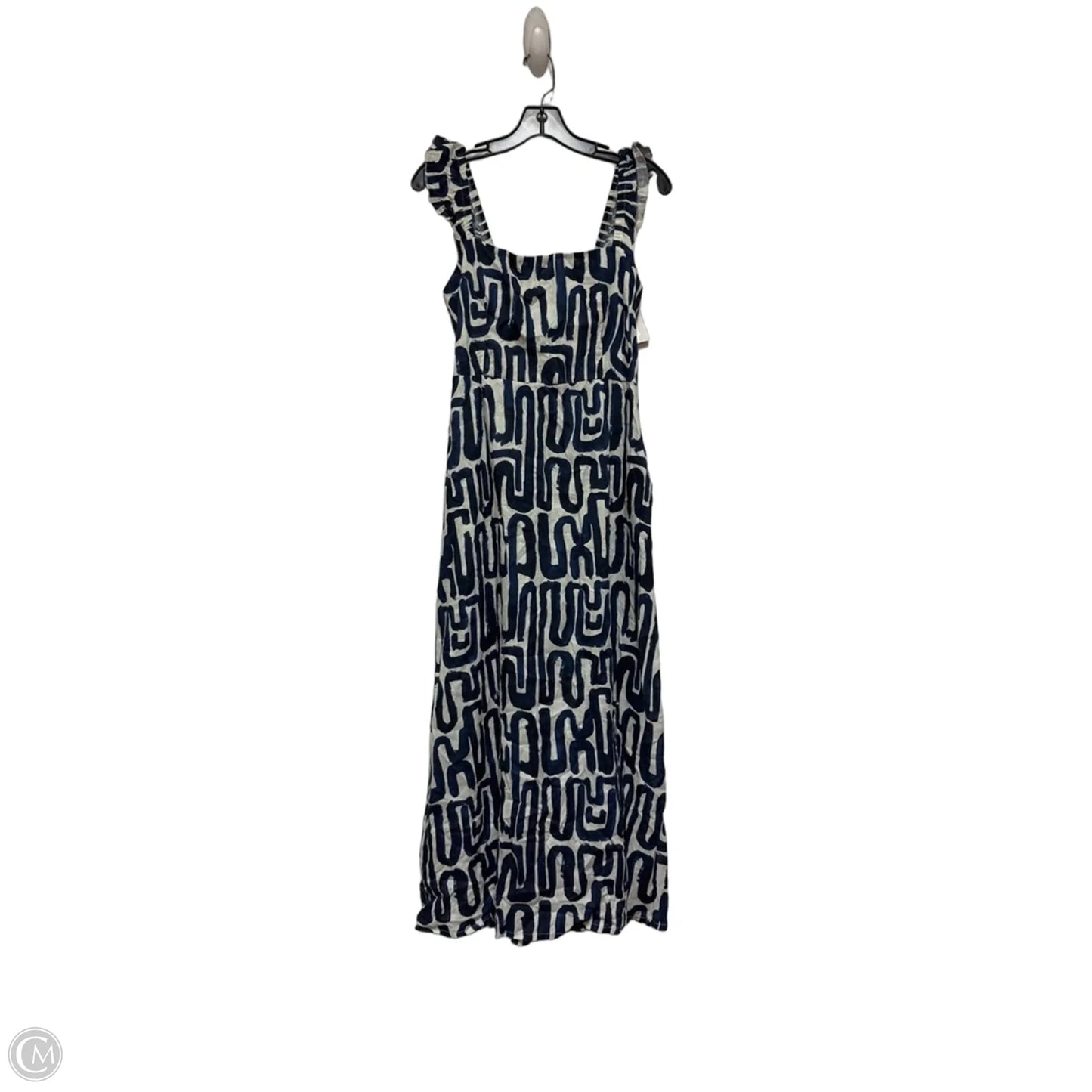 Dress Casual Midi By Clothes Mentor In Blue & White, Size: L