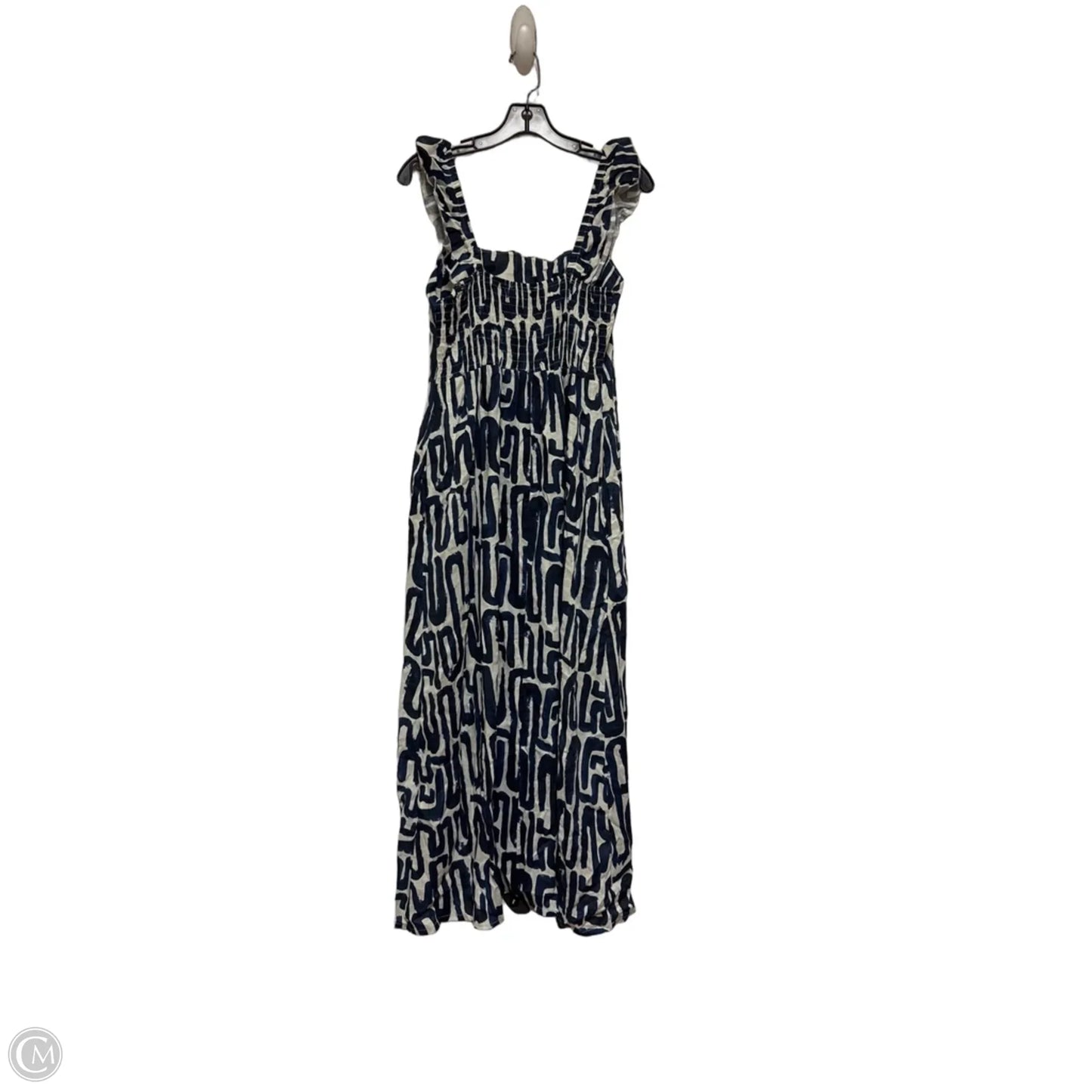 Dress Casual Midi By Clothes Mentor In Blue & White, Size: L
