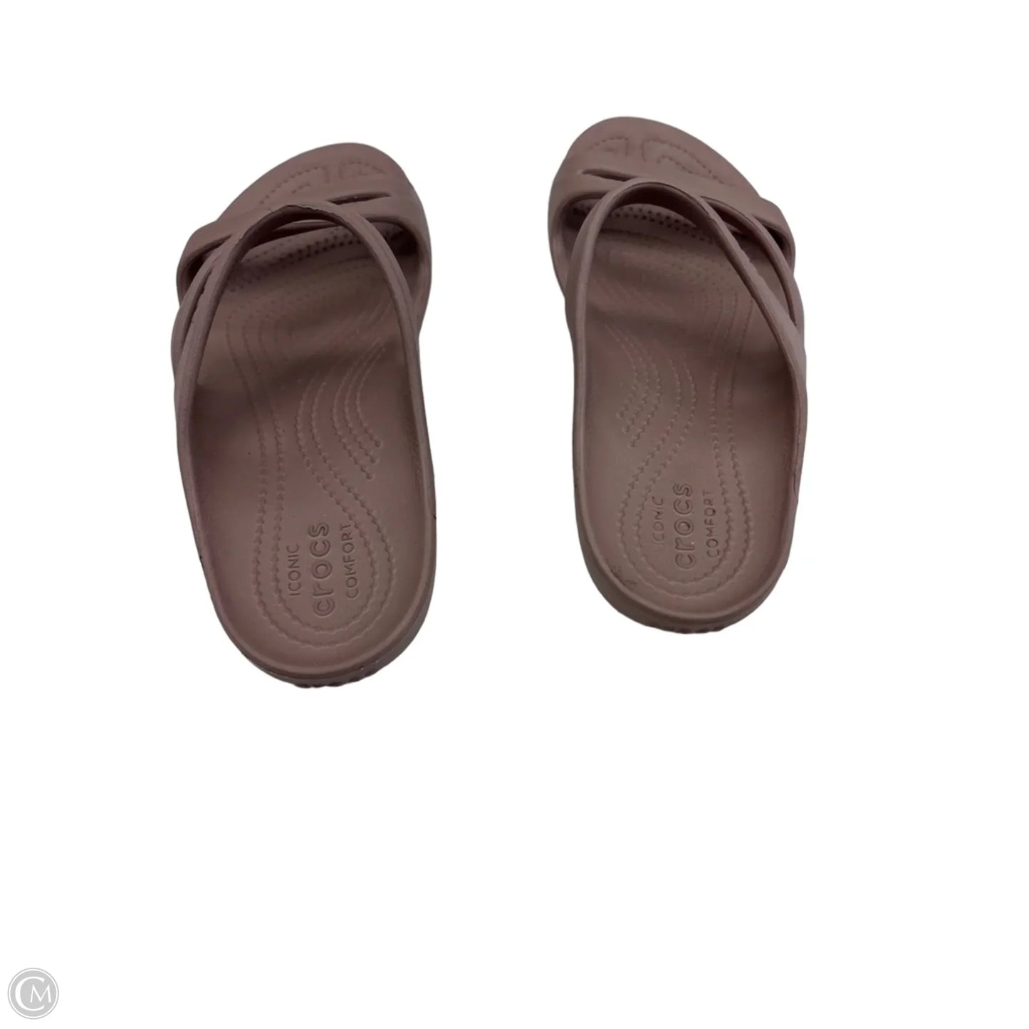 Sandals Flats By Crocs In Taupe, Size: 9