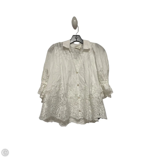 Top Short Sleeve By Anthropologie In White, Size: Xs