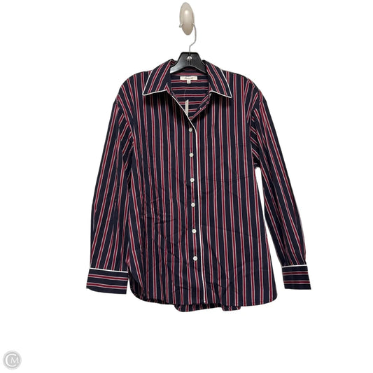 Top Long Sleeve By Madewell In Blue & Red & White, Size: M