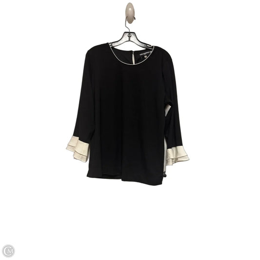 Top Long Sleeve Designer By Karl Lagerfeld In Black & White, Size: L