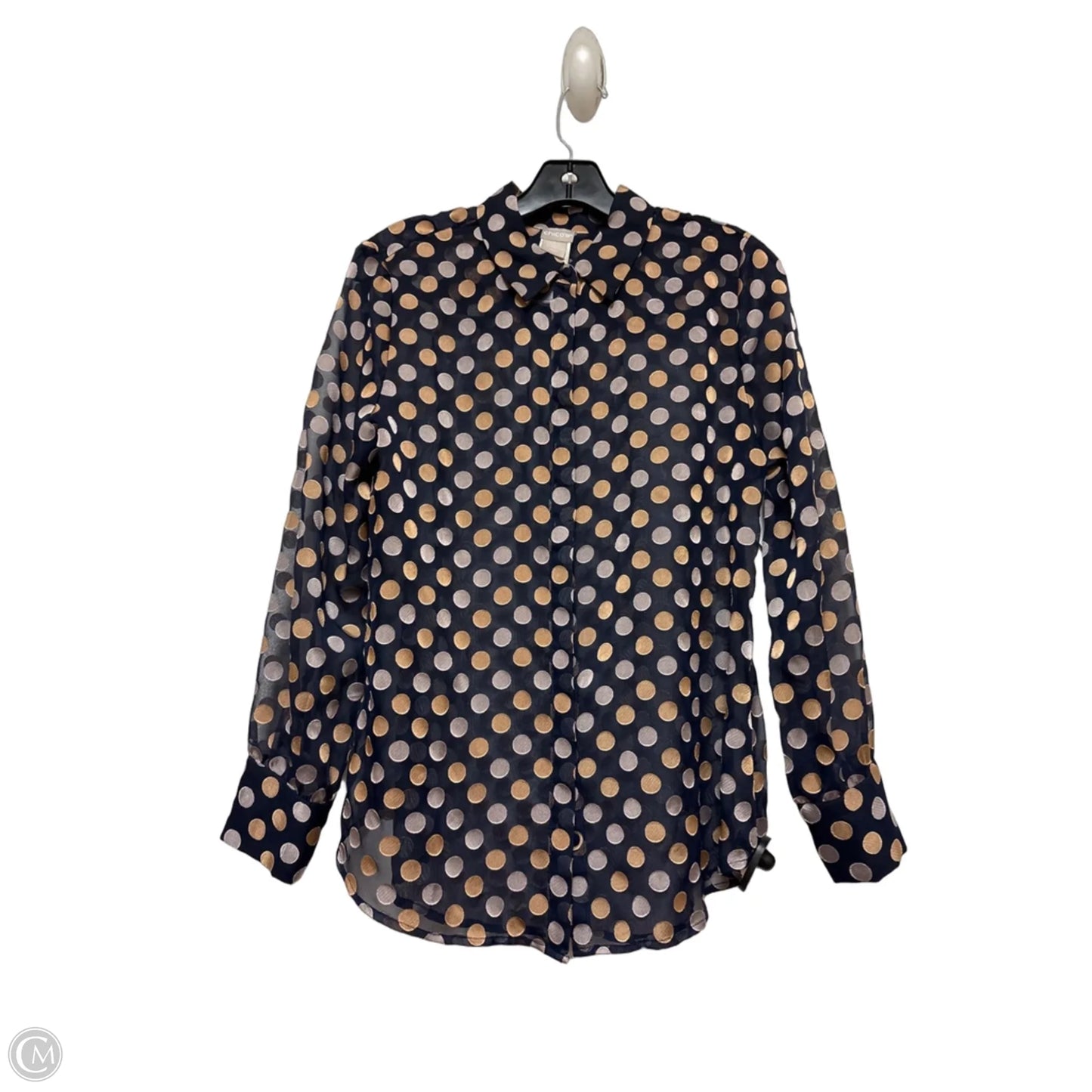 Top Long Sleeve By Chicos In Polkadot Pattern, Size: S