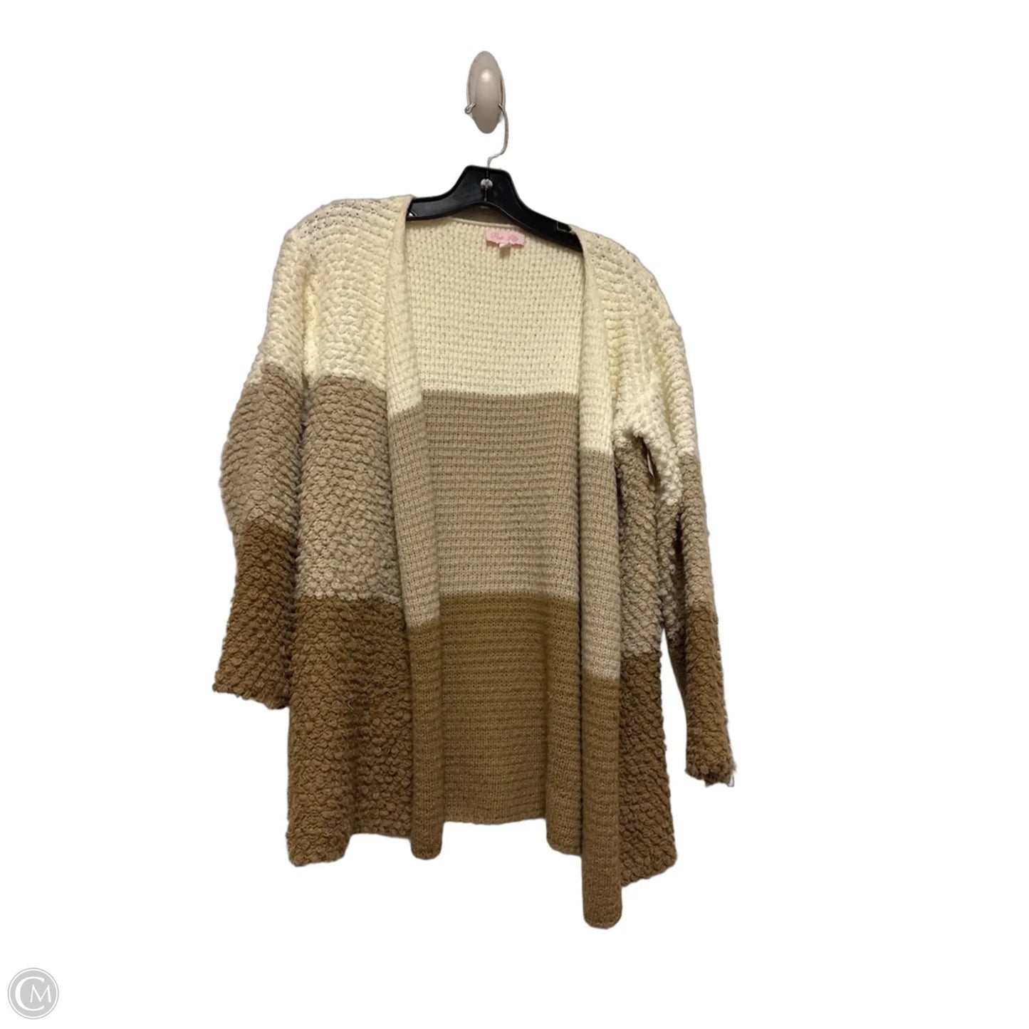 Sweater Cardigan By Pink Lily In Tan, Size: S