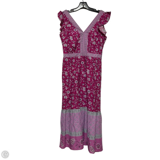 Dress Casual Midi By Loft In Pink & Purple, Size: Xs