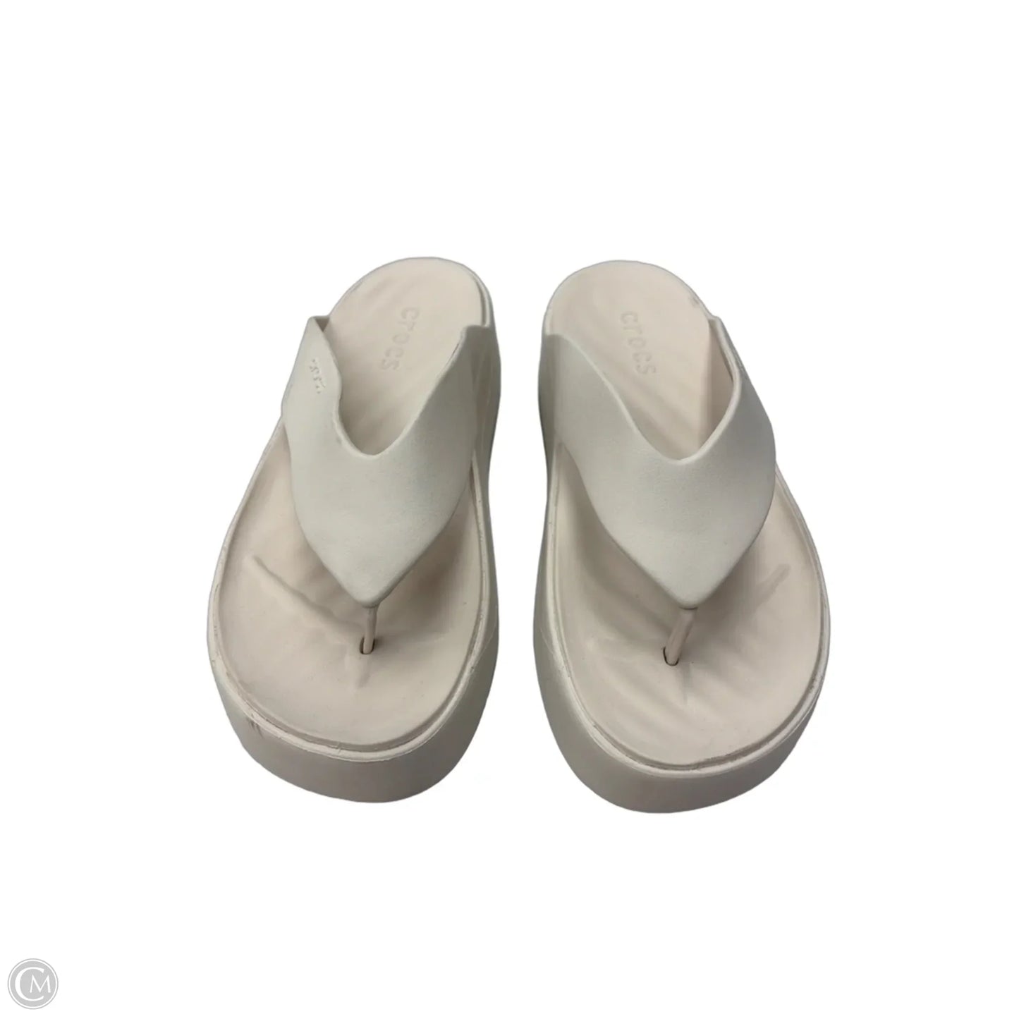 Sandals Heels Platform By Crocs In Tan, Size: 7