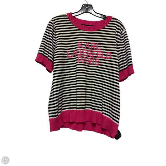 Top Short Sleeve Designer By Karl Lagerfeld In Striped Pattern, Size: Xl