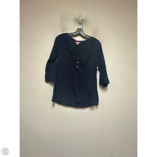 Top Short Sleeve Designer By Lilly Pulitzer In Navy, Size: S