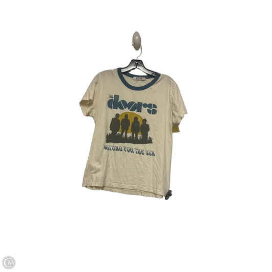 Top Short Sleeve By Anthropologie In Blue & Cream, Size: Xl
