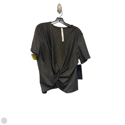 Athletic Top Short Sleeve By Lululemon In Black & Gold, Size: 8