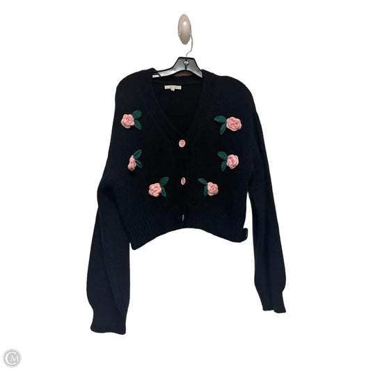 Sweater Cardigan By Love Tree In Black & Pink, Size: L