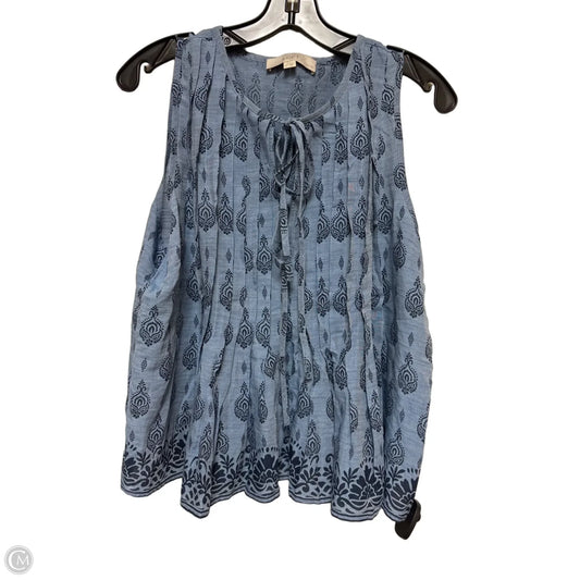 Top Sleeveless By Loft In Blue, Size: L