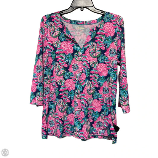 Top Long Sleeve Designer By Lilly Pulitzer In Floral Print, Size: M