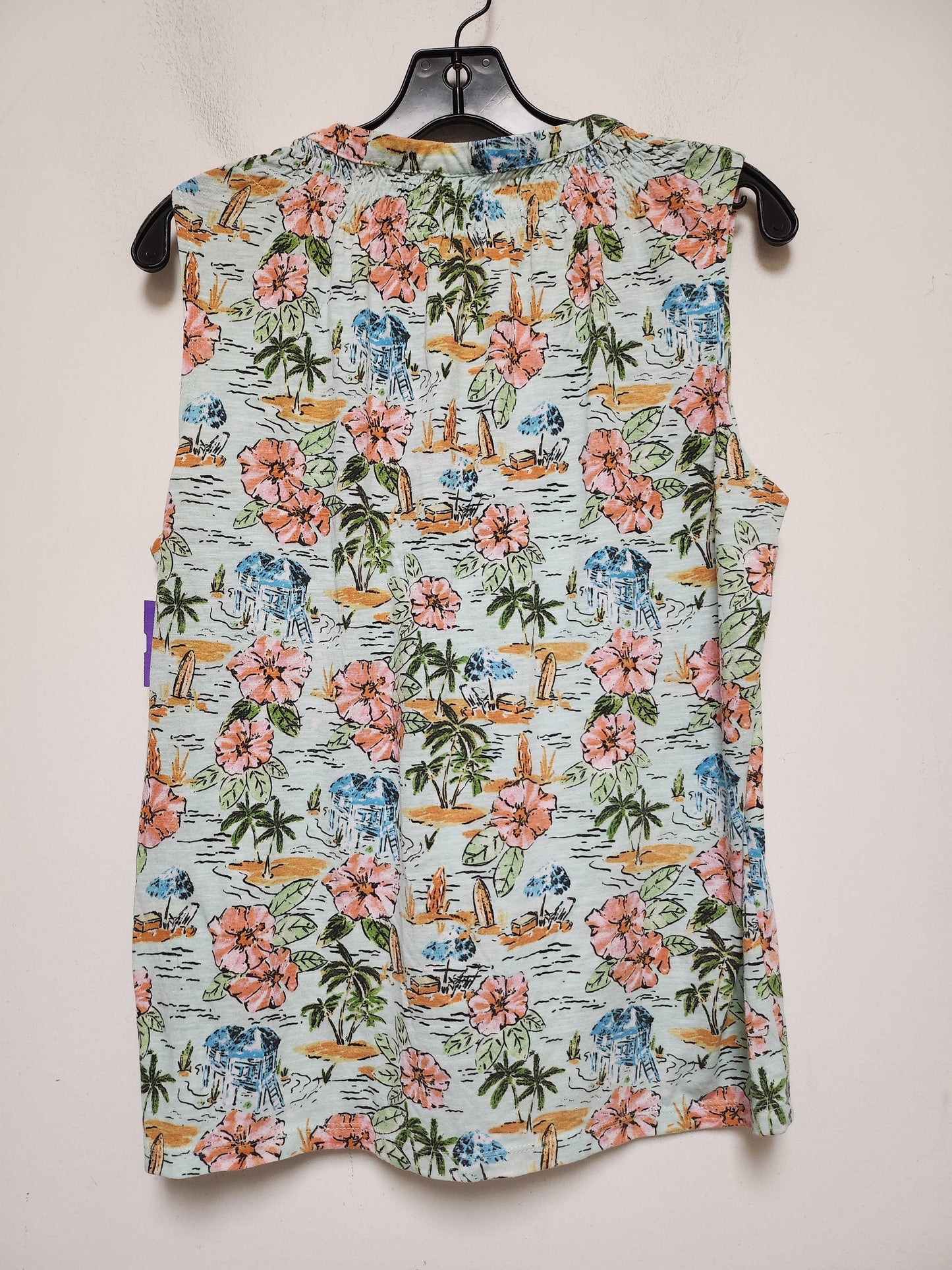 Tropical Print Top Sleeveless Caribbean Joe, Size L