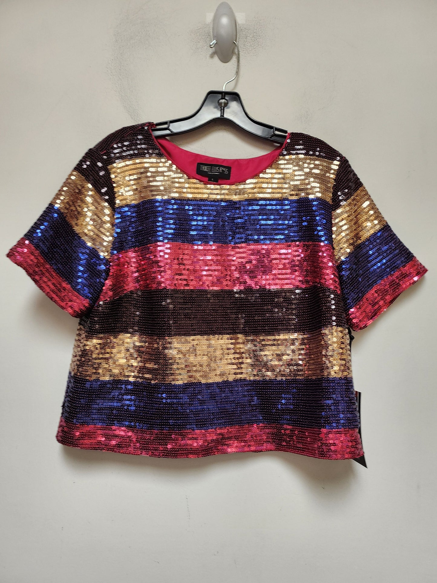 Multi-colored Top Short Sleeve Clothes Mentor, Size L