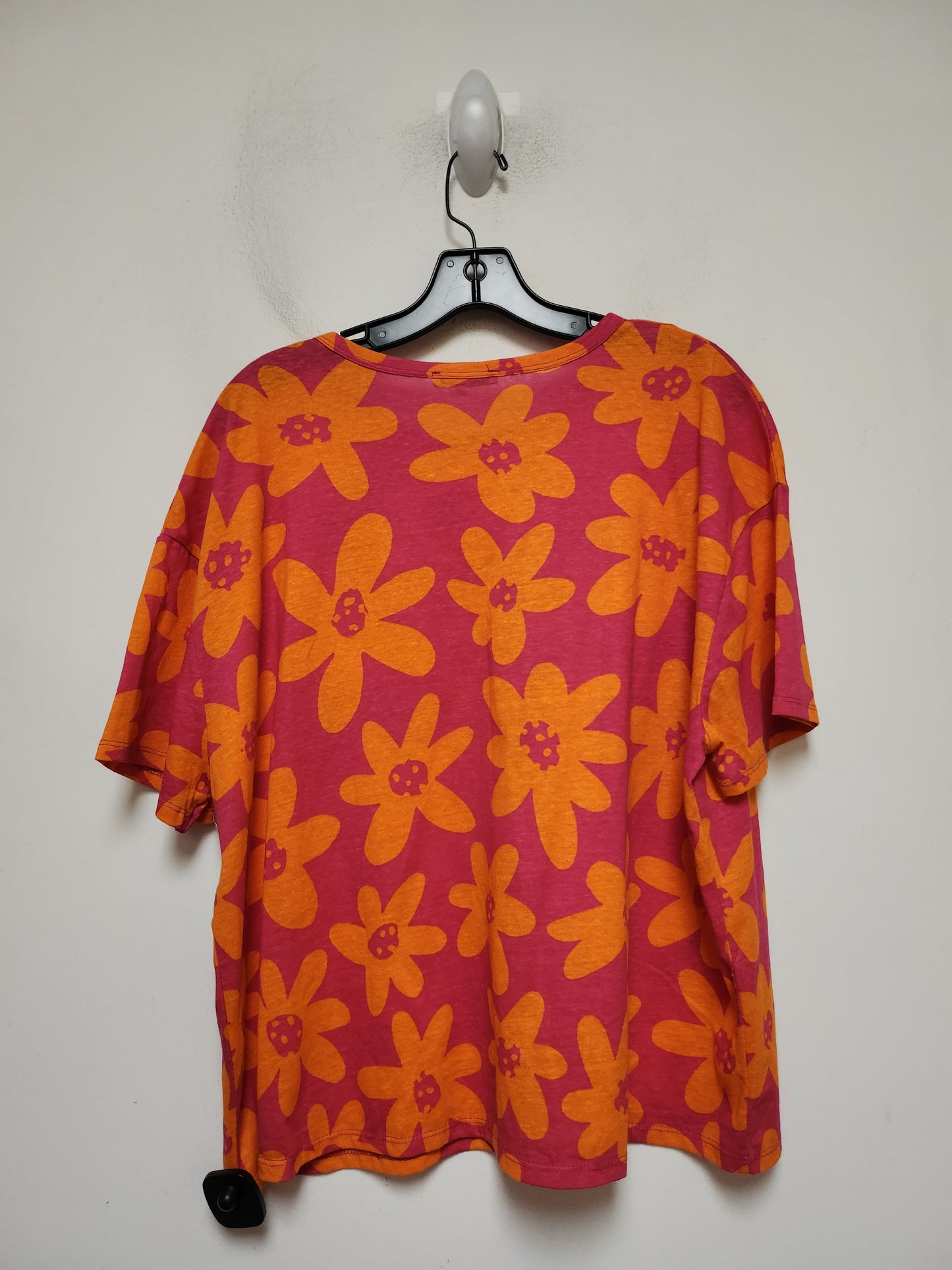 Floral Print Top Short Sleeve Basic Zara, Size L