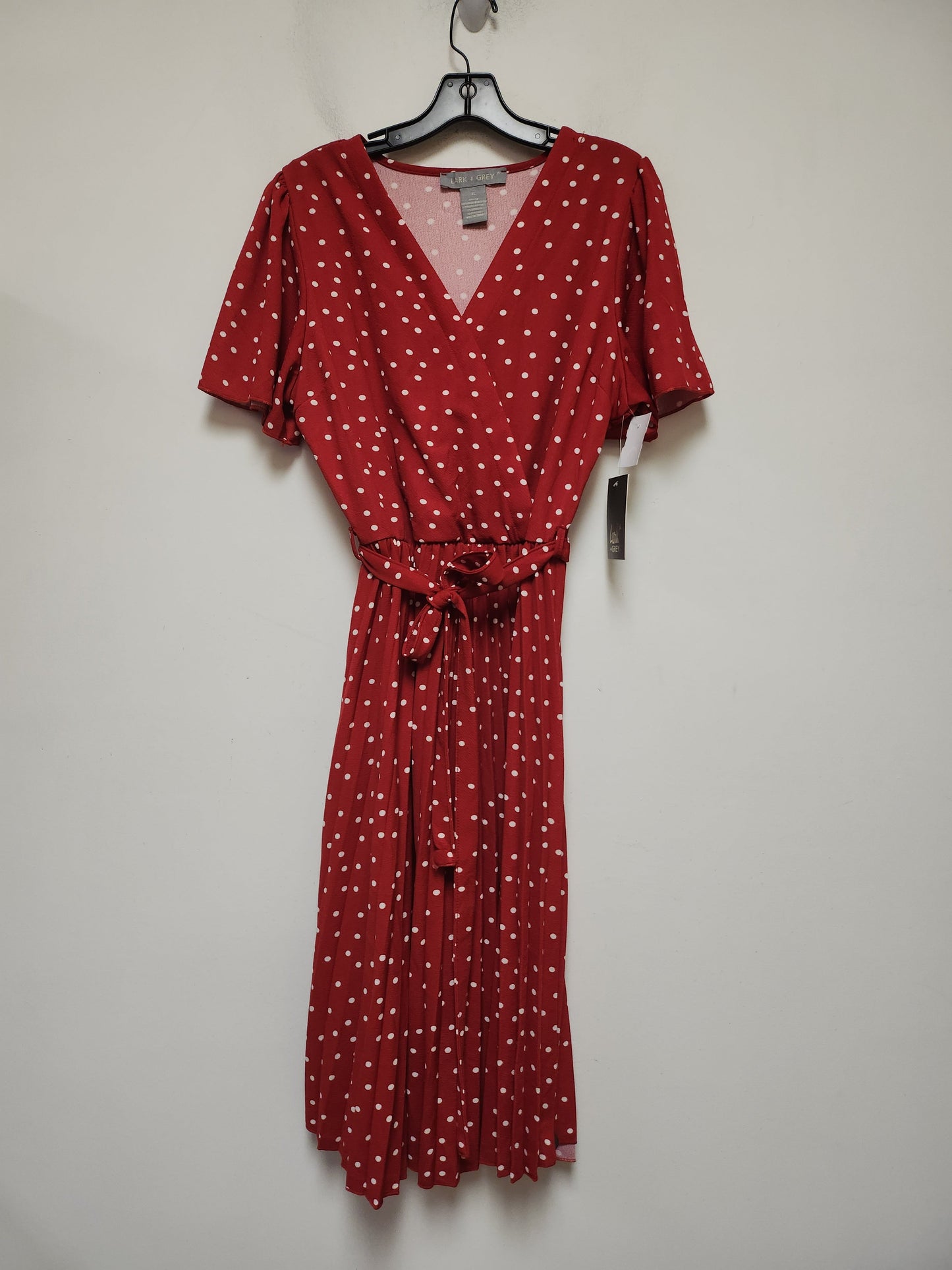 Red & White Dress Casual Midi Clothes Mentor, Size Xl