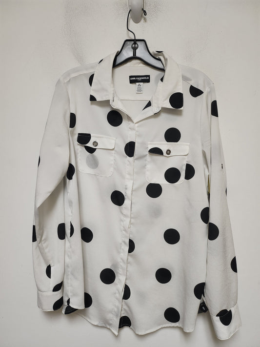 Top Long Sleeve By Karl Lagerfeld In Black & White, Size: M