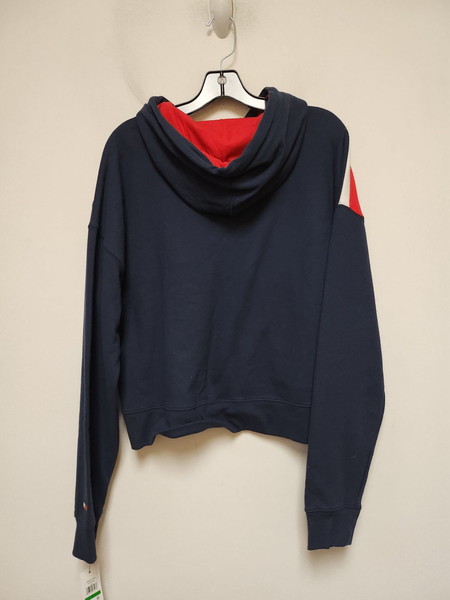 Sweatshirt Hoodie By Tommy Hilfiger In Blue Red & White, Size: L