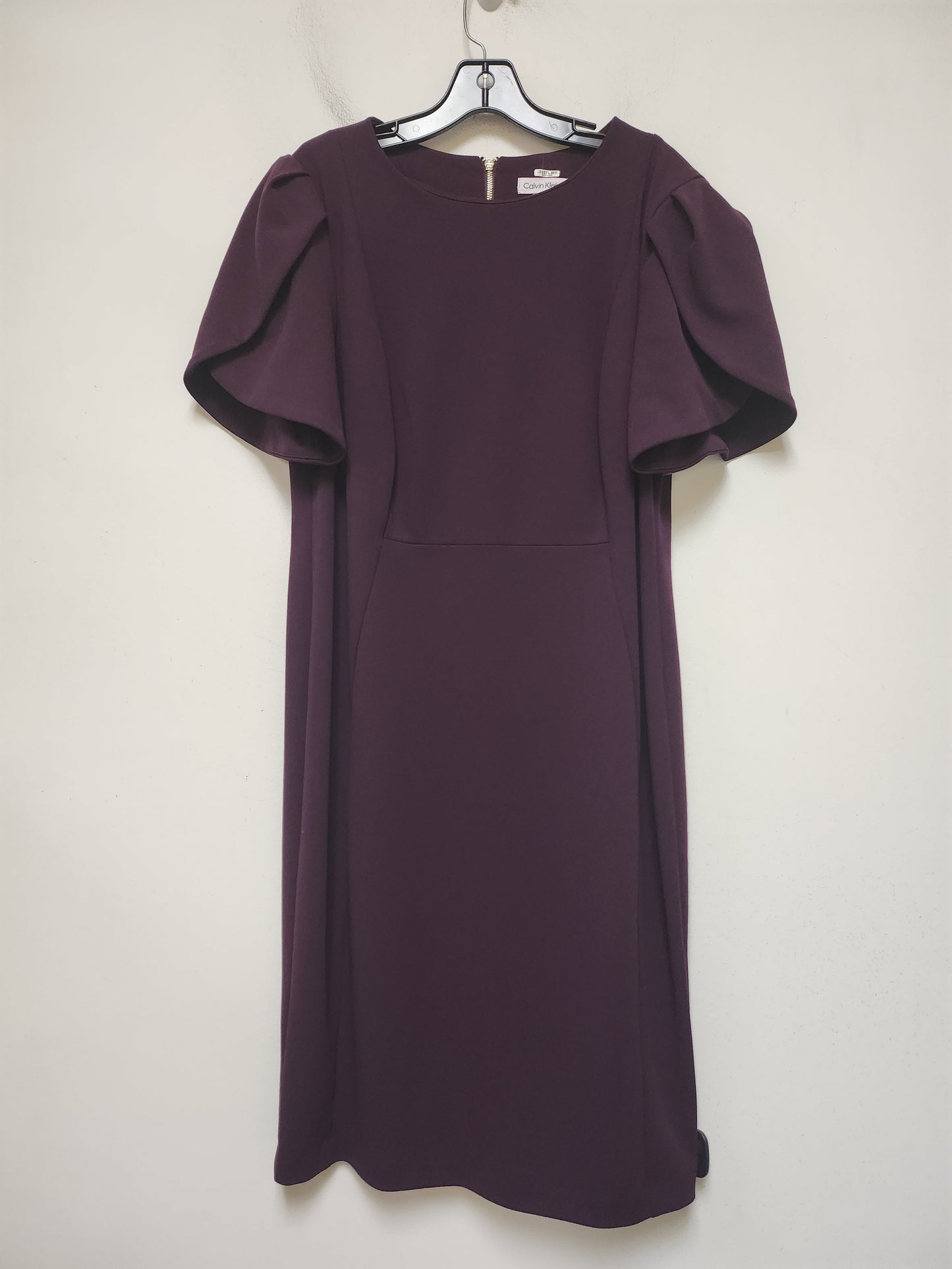 Dress Casual Midi By Calvin Klein In Maroon, Size: 14