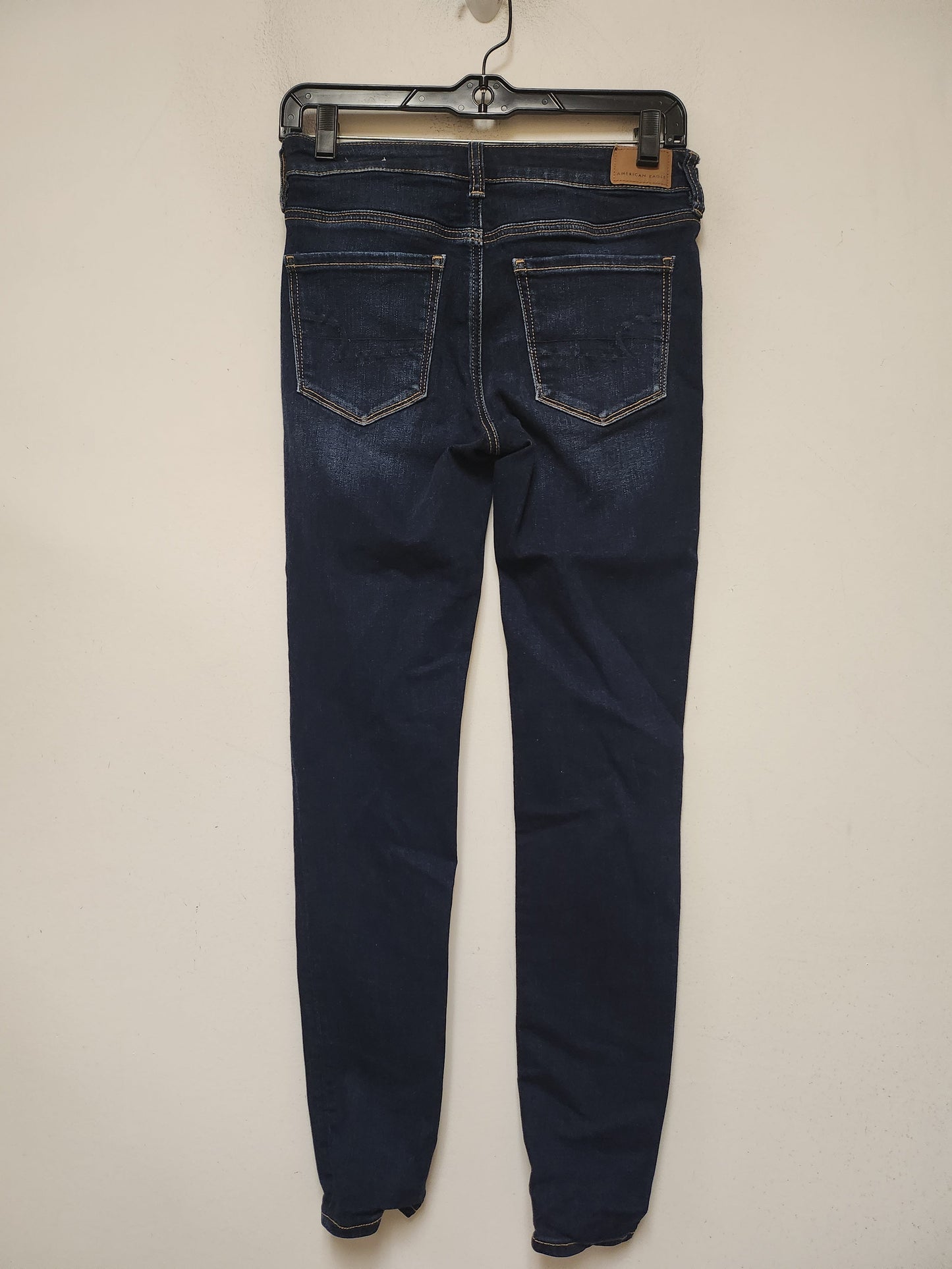 Jeans Skinny By American Eagle In Blue Denim, Size: 4