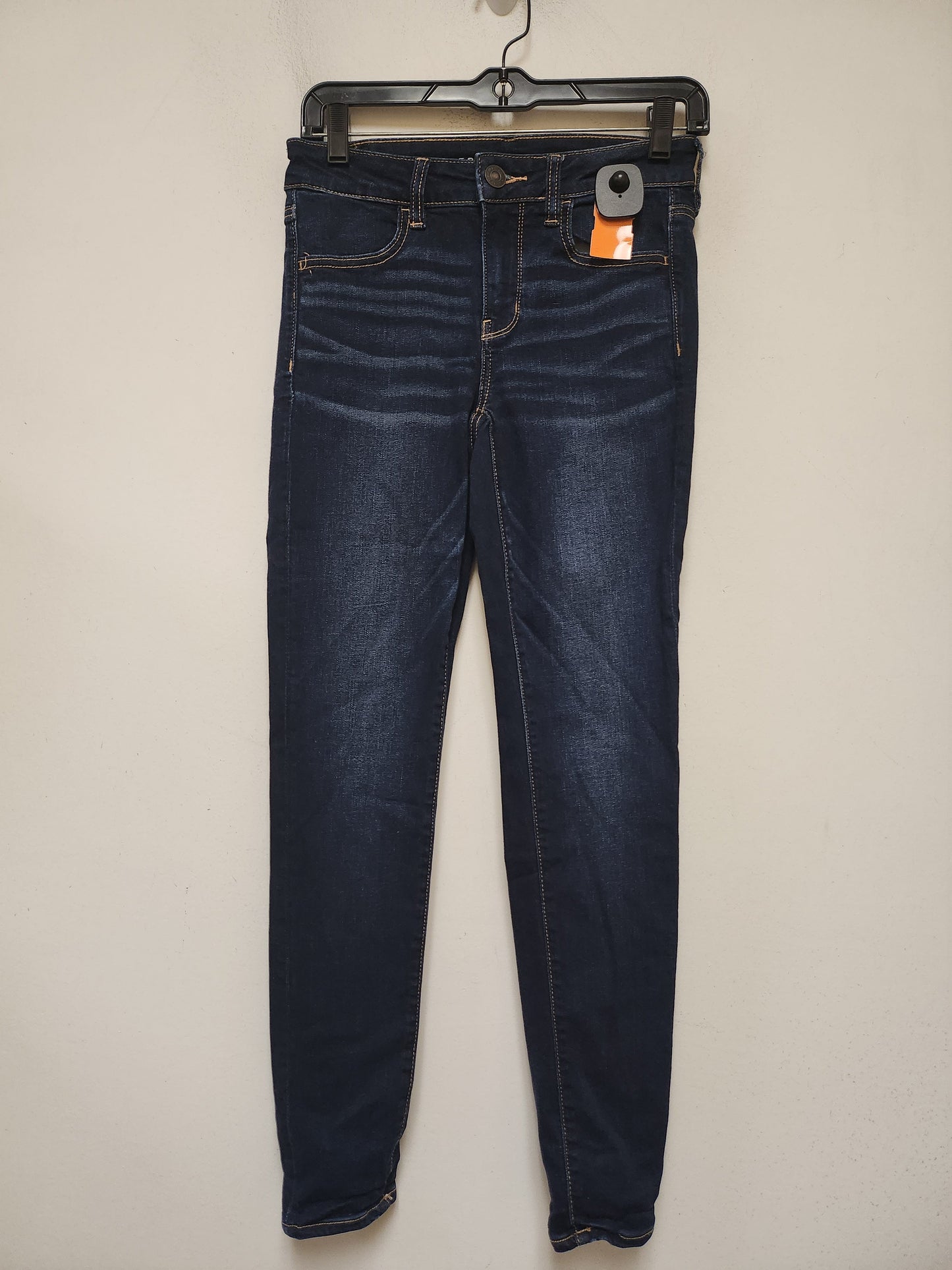 Jeans Skinny By American Eagle In Blue Denim, Size: 4