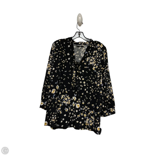 Top 3/4 Sleeve Designer By Karl Lagerfeld In Black, Size: Xl