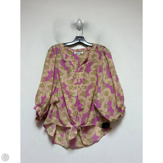 Top Short Sleeve By Rose And Olive In Green & Pink, Size: M