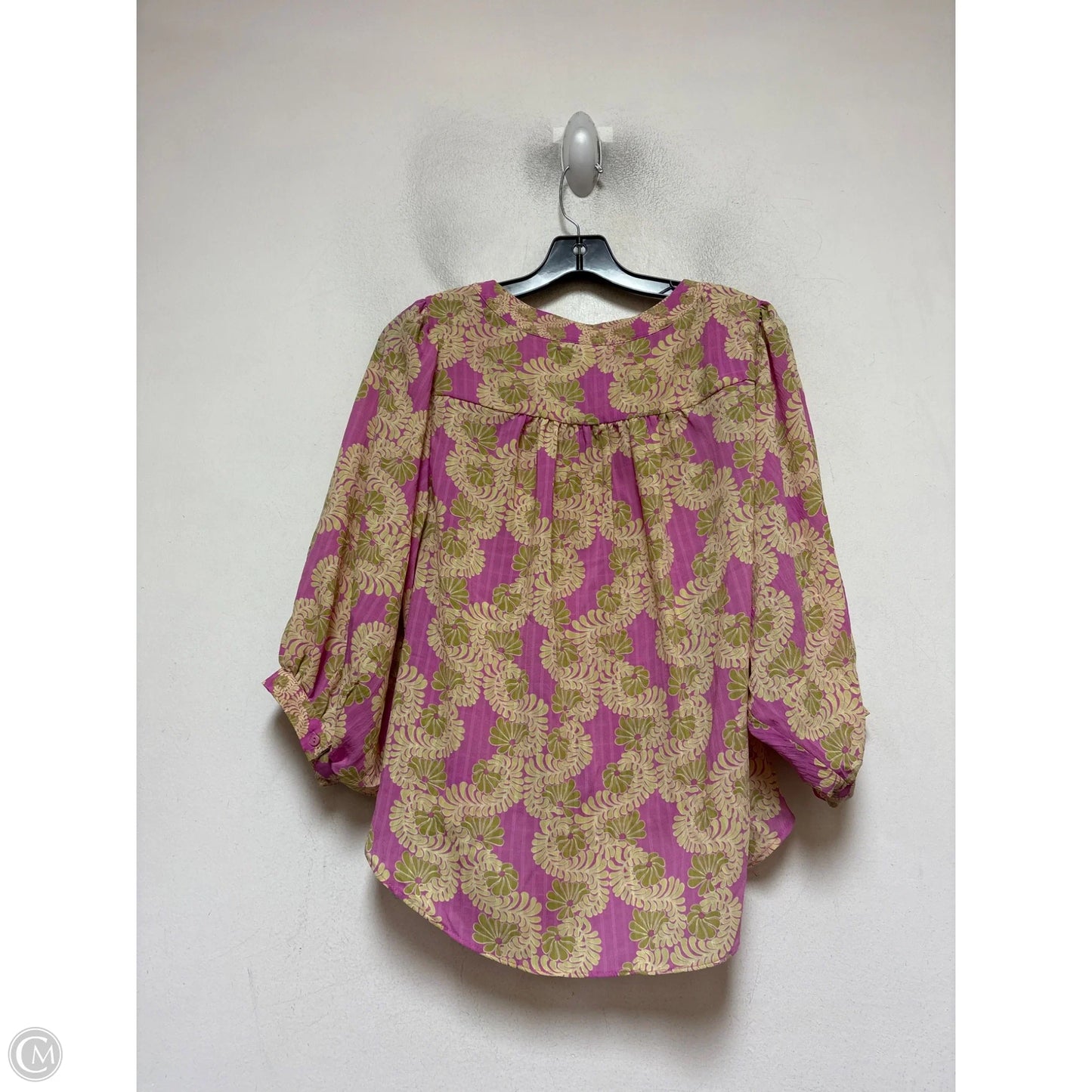 Top Short Sleeve By Rose And Olive In Green & Pink, Size: M