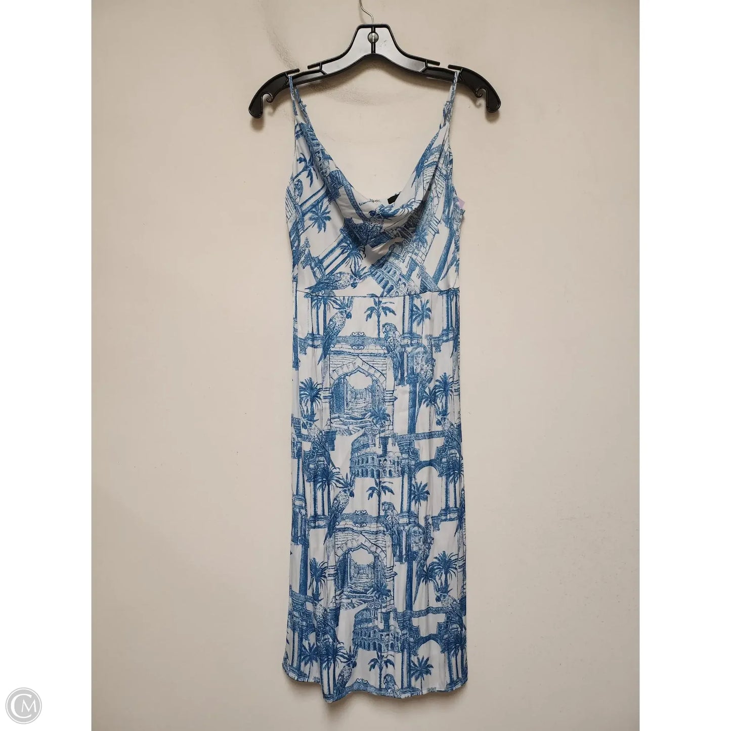 Dress Casual Midi By Forever 21 In Blue & White, Size: L