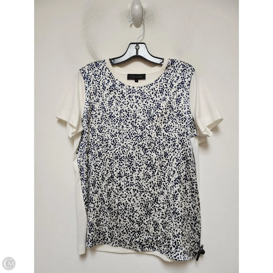 Top Short Sleeve Designer By Escada In Blue & White, Size: S
