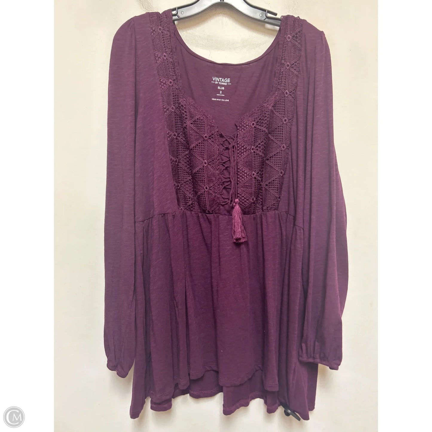 Top Long Sleeve By Torrid In Purple, Size: 2x