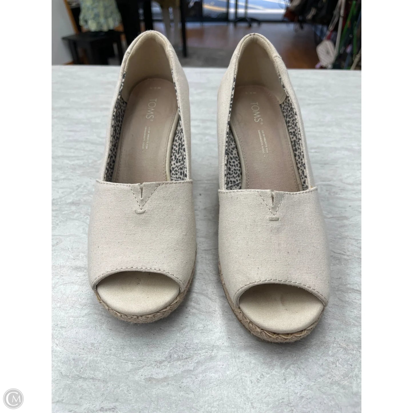 Sandals Heels Wedge By Toms In Beige, Size: 6.5