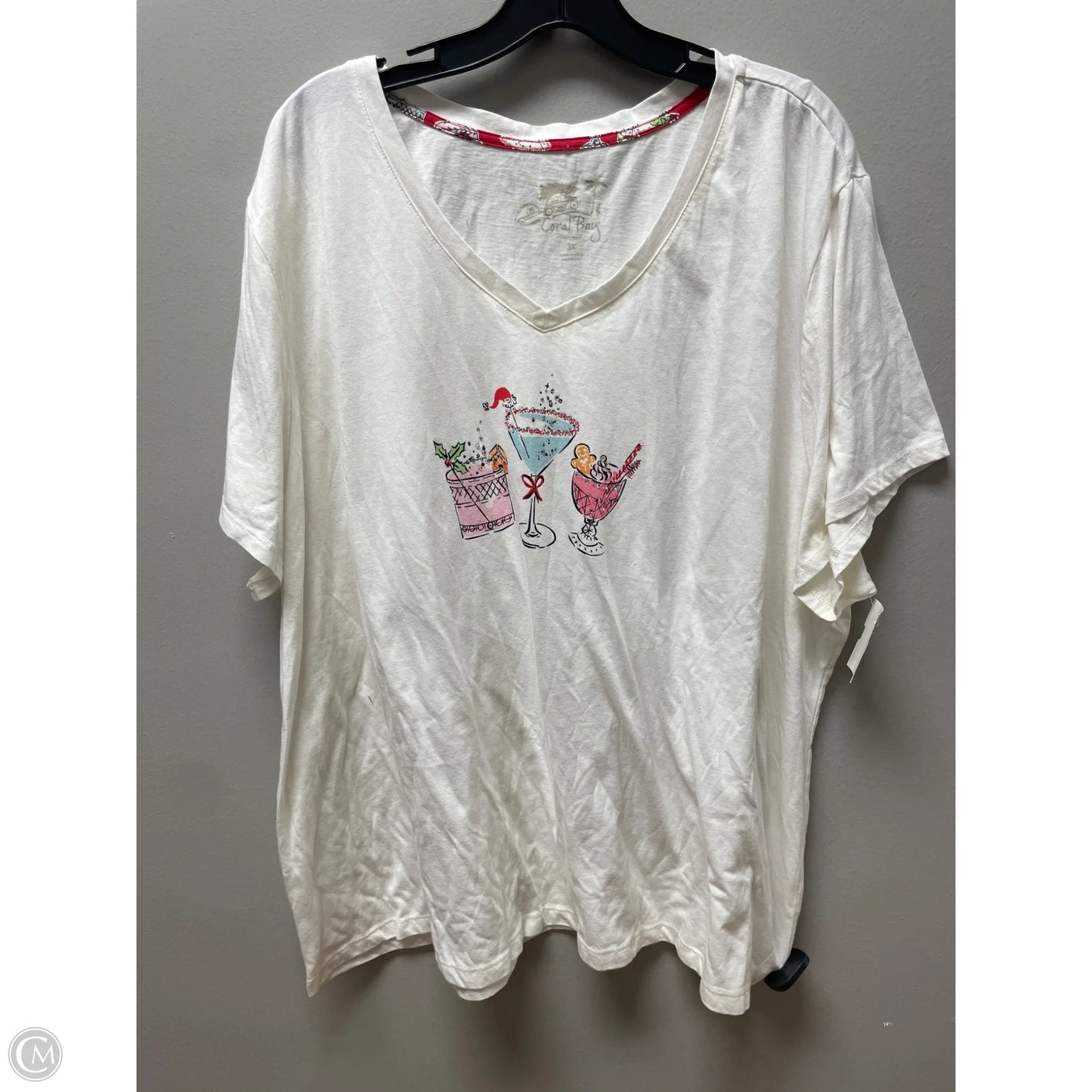 Top Short Sleeve By Coral Bay In Cream, Size: 3x