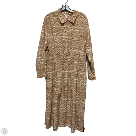 Dress Casual Midi By Time And Tru In Brown & Cream, Size: Xl