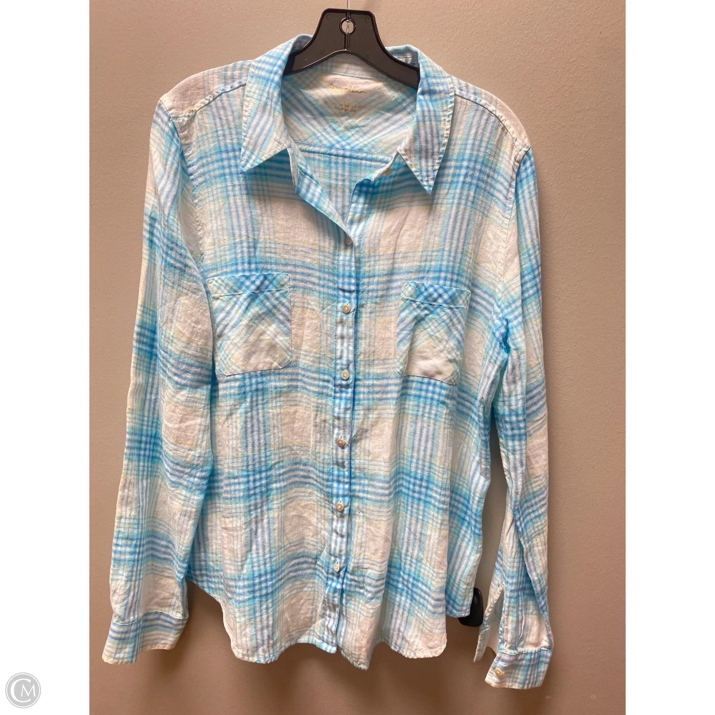 Top Long Sleeve Designer By Lilly Pulitzer In Plaid Pattern, Size: L