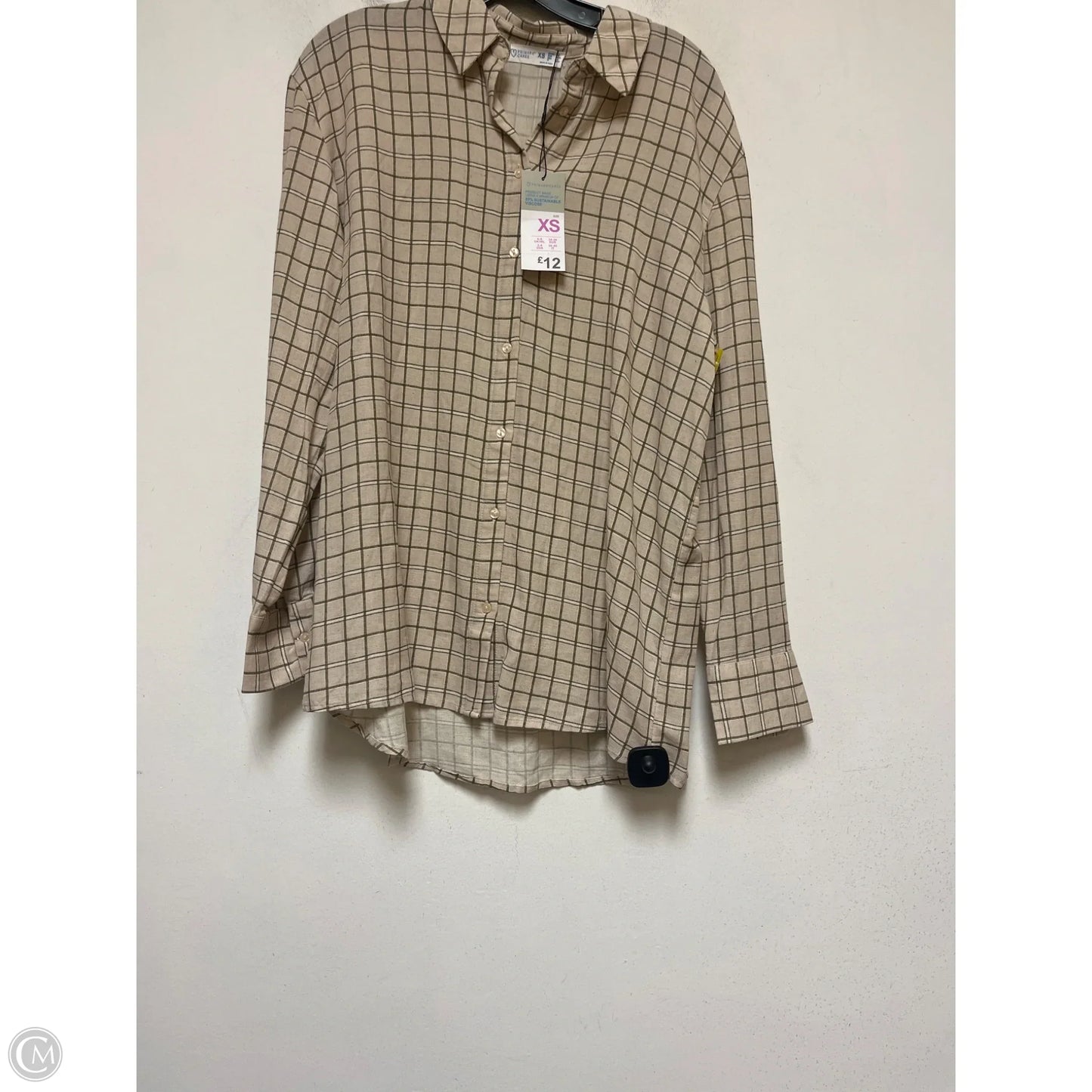 Top Long Sleeve By Primark In Checkered Pattern, Size: Xs