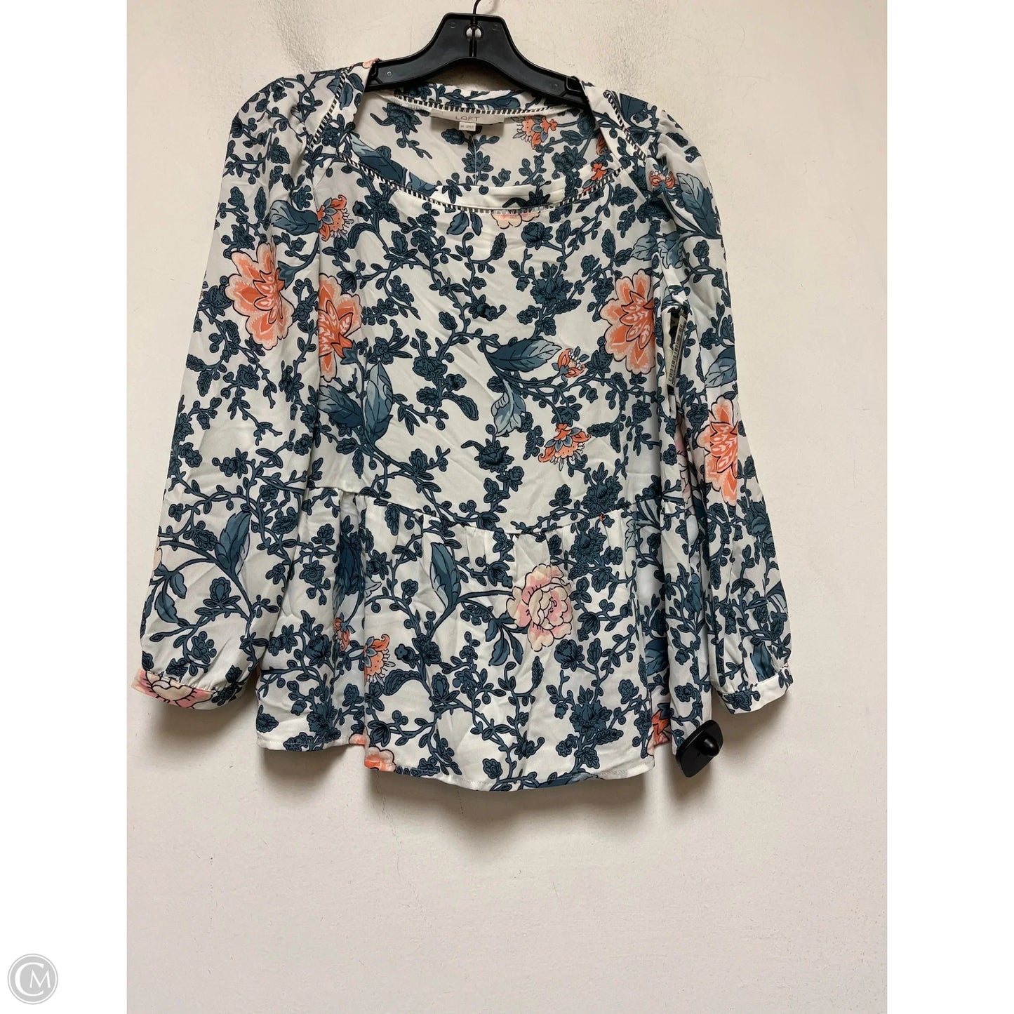 Top Long Sleeve By Loft In Blue & White, Size: Xs