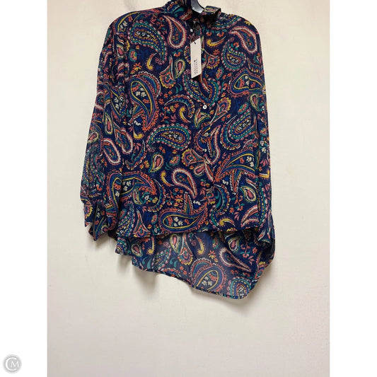 Top Long Sleeve By Molly Bracken In Paisley Print, Size: Xs
