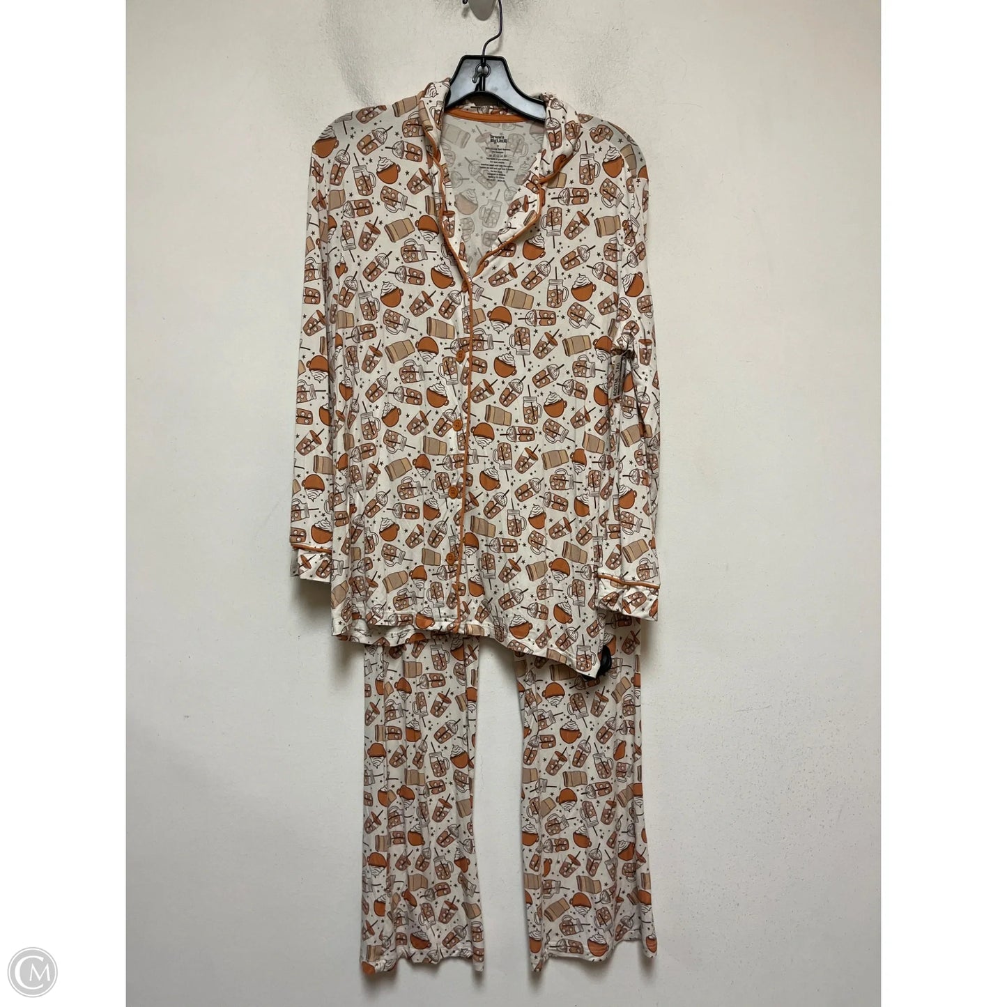 Pajamas 2pc By Clothes Mentor In Cream & Orange, Size: M