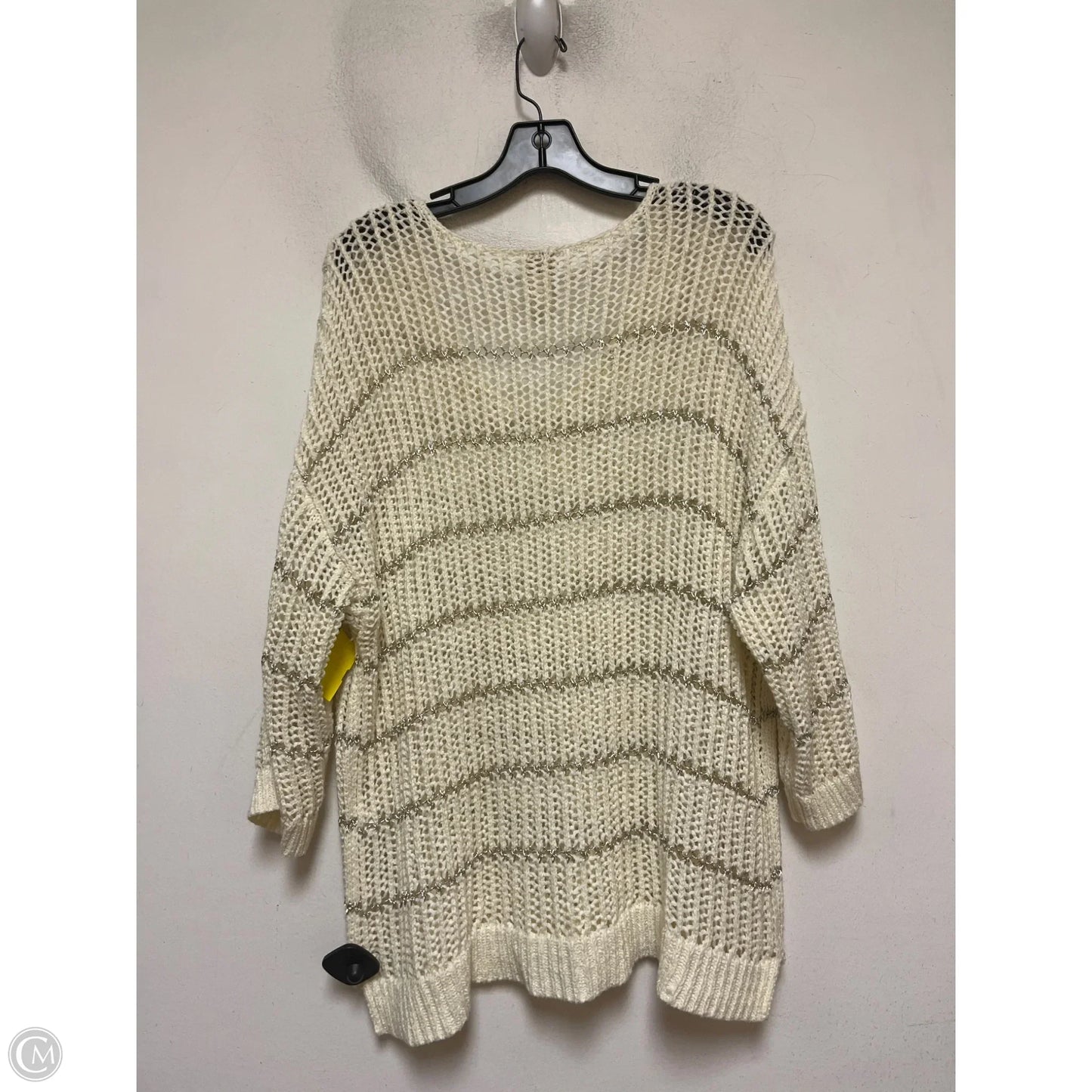 Sweater By Chicos In Cream & Silver, Size: Xl