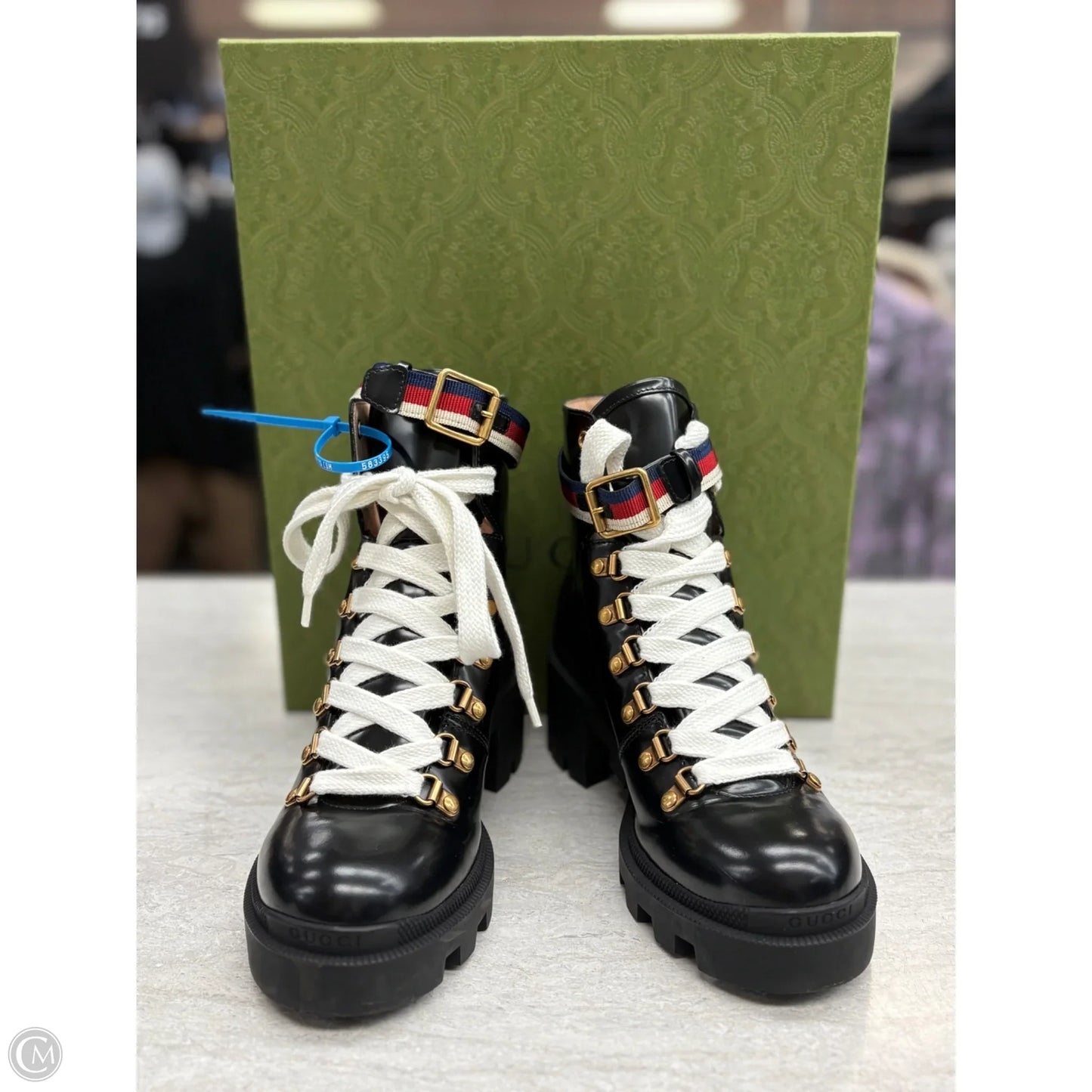 Boots Luxury Designer By Gucci In Black, Size: 7.5