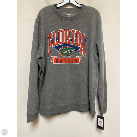 Sweatshirt Crewneck By Clothes Mentor In Grey & Orange, Size: Xl