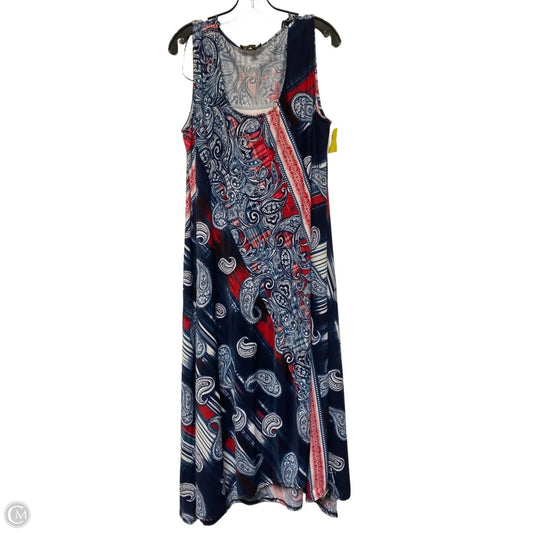 Dress Casual Midi By Melissa Paige In Blue & Red & White, Size: 1x