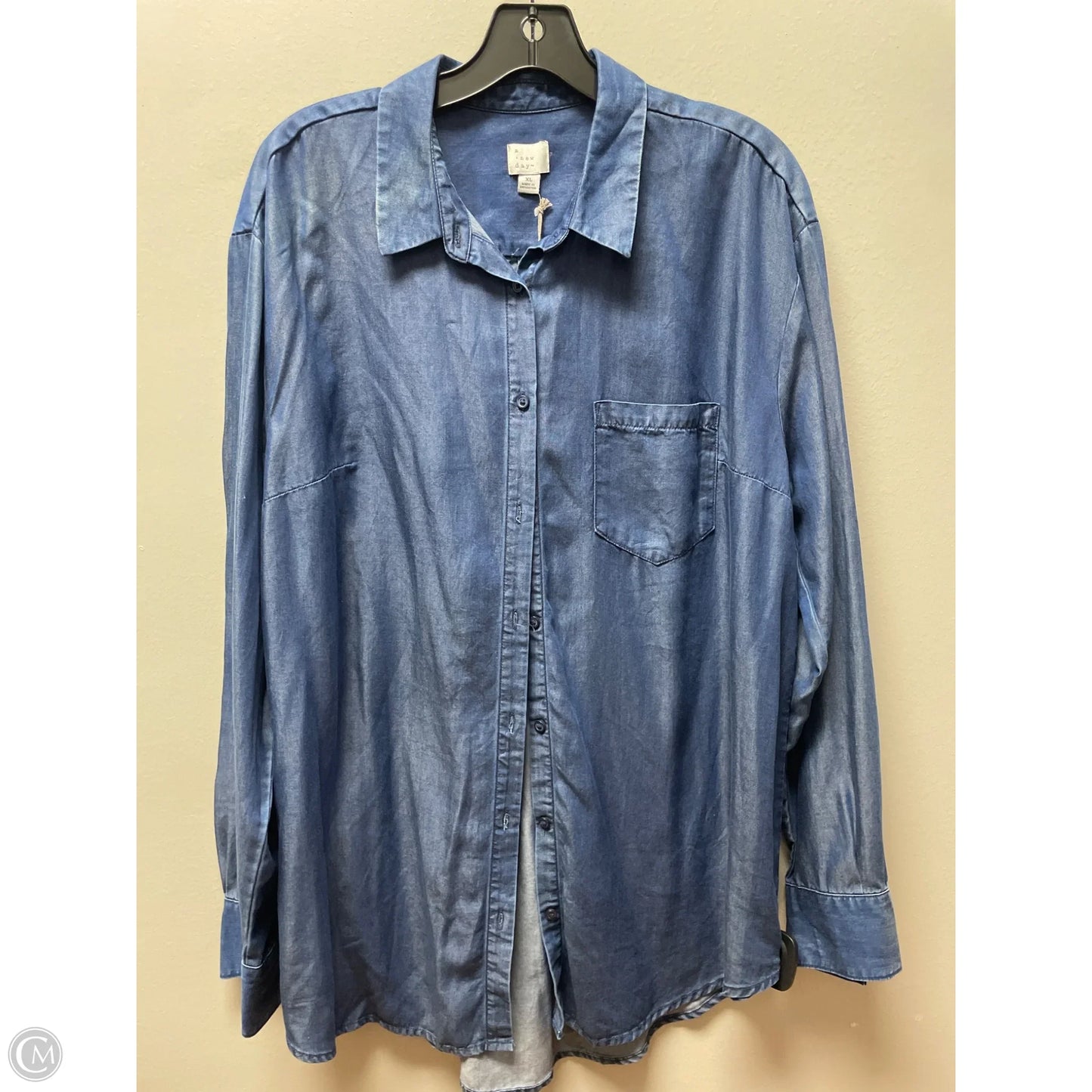 Top Long Sleeve By A New Day In Blue Denim, Size: Xl