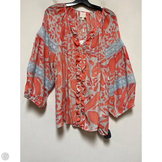 Top Short Sleeve By Zac And Rachel In Blue & Orange, Size: 2x
