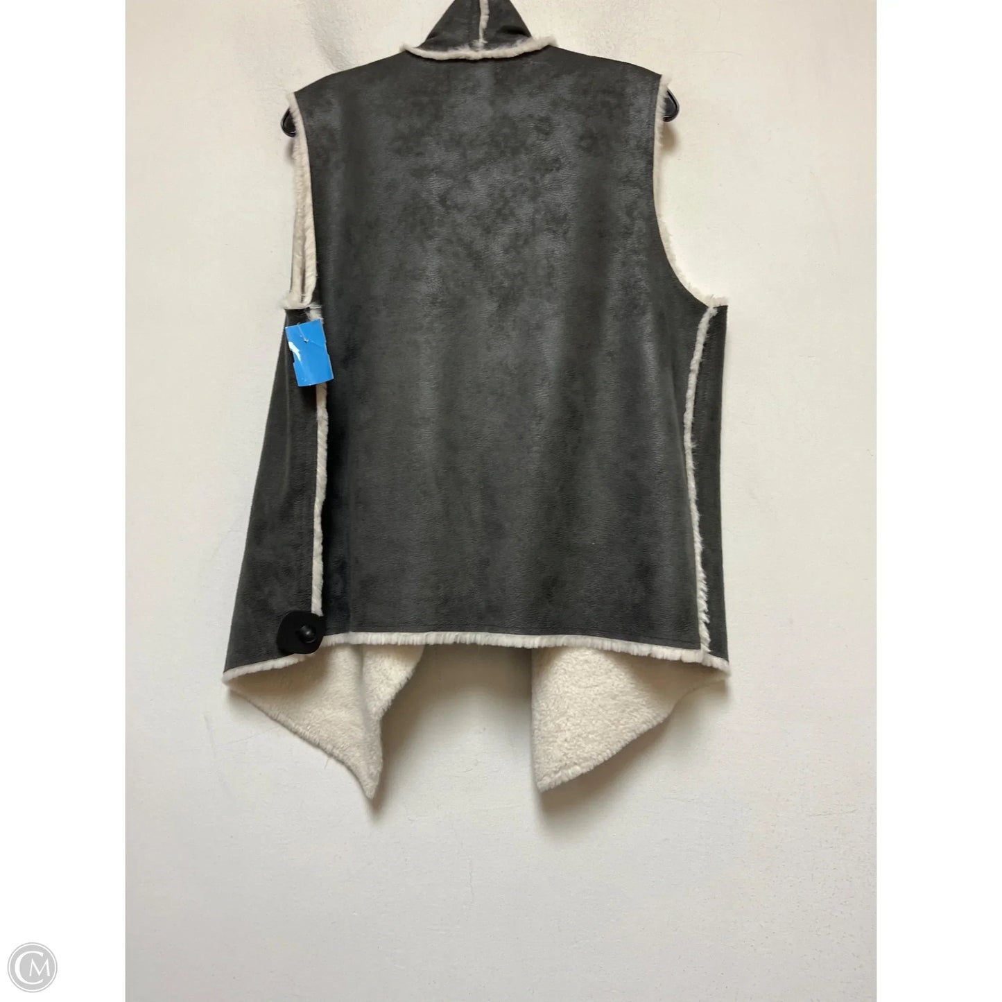 Vest Faux Fur & Sherpa By Charlie Paige In Grey & White, Size: L