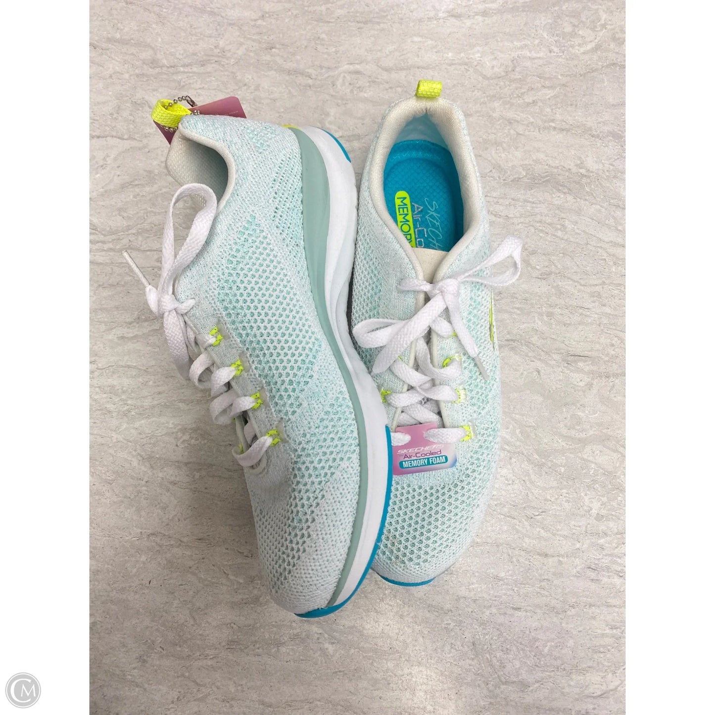 Shoes Athletic By Skechers In Green & Yellow, Size: 9.5