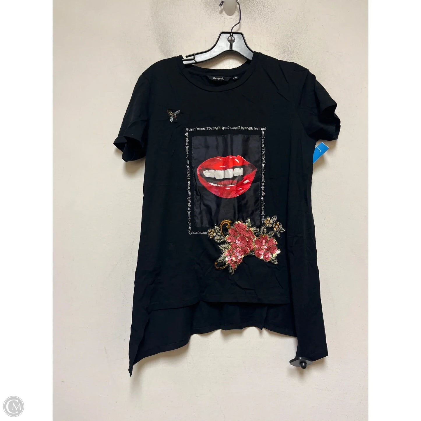 Top Short Sleeve By Desigual In Black, Size: M